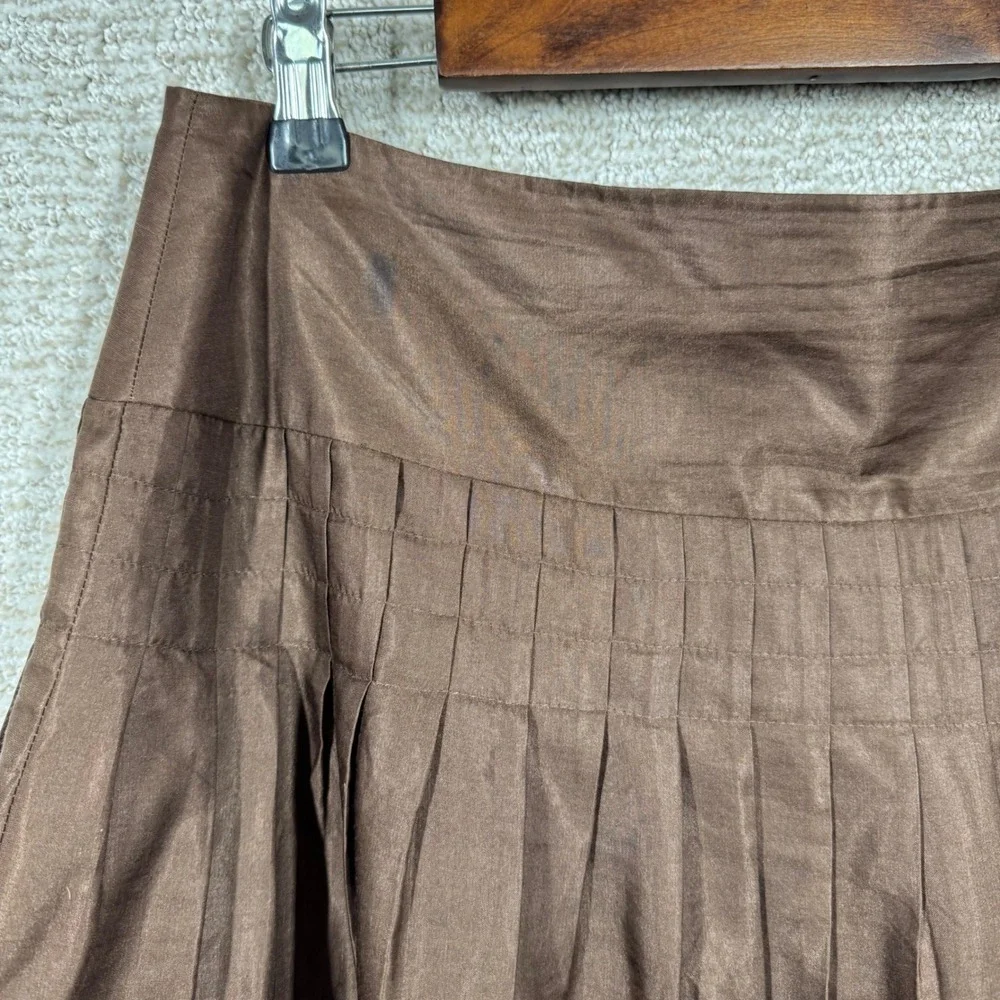Alfani Sequin Skirt Women's 12 Brown Pleated A Line Embellished Boho Indie Party